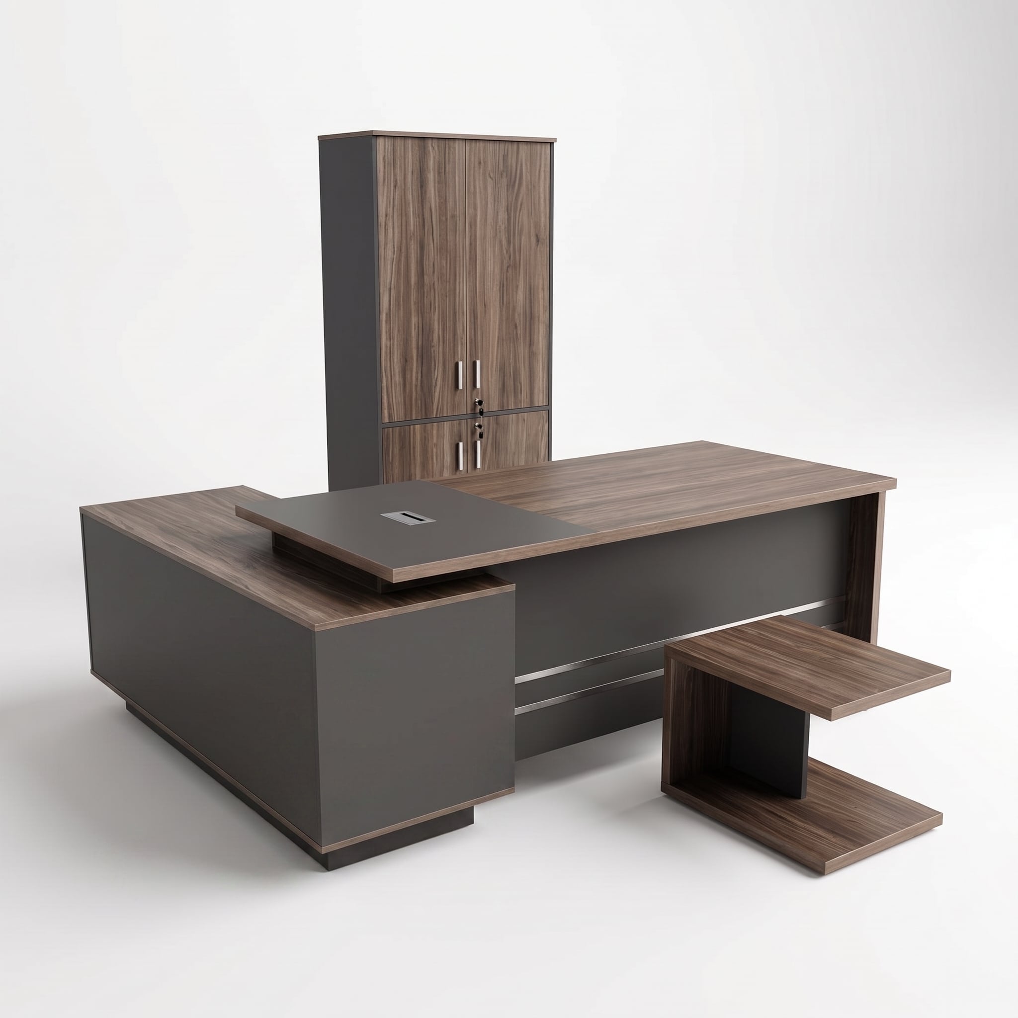 Bureau Design 180 cm avec Bibliothèque et Table Basse